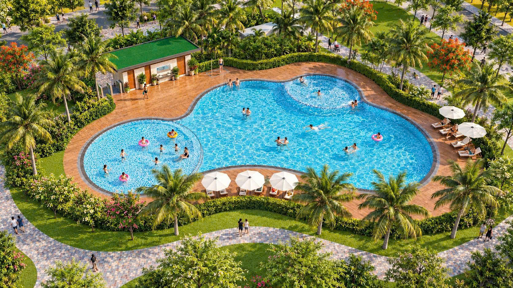 Hình ảnh minh họa hồ bơi trong không gian cảnh quan Vinhomes Hòa Long Bắc Ninh Hình ảnh minh họa hồ bơi trong không gian cảnh quan Vinhomes Hòa Long Bắc Ninh