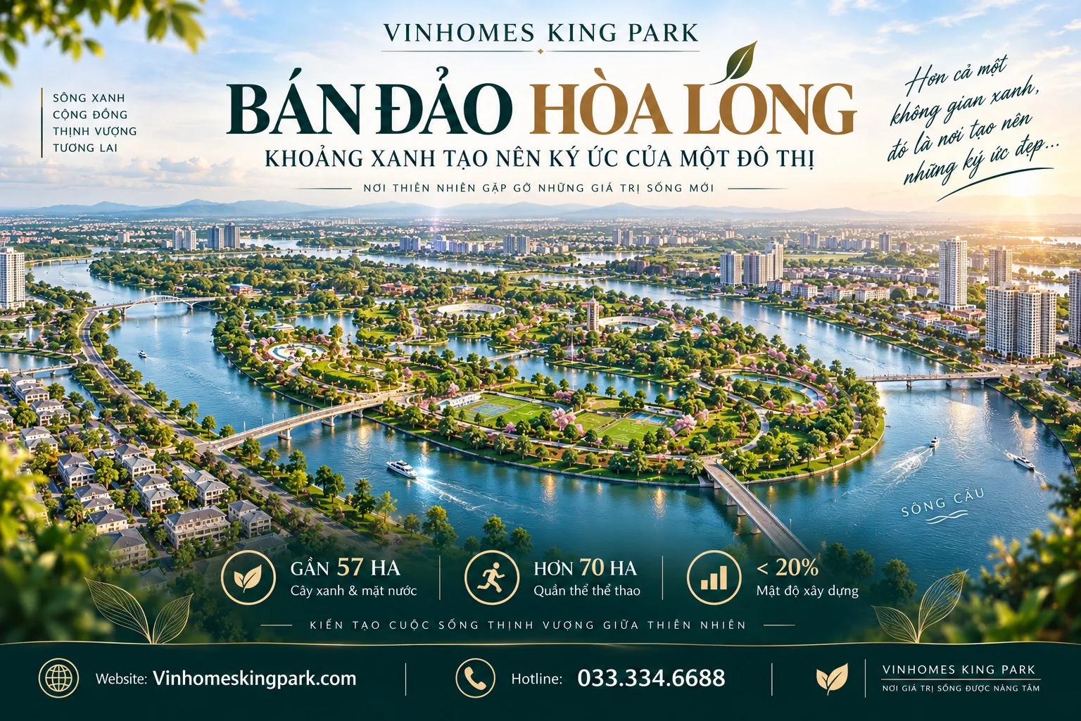 Bán đảo Hòa Long – Khoảng xanh có thể tạo nên ký ức của Vinhomes King Park